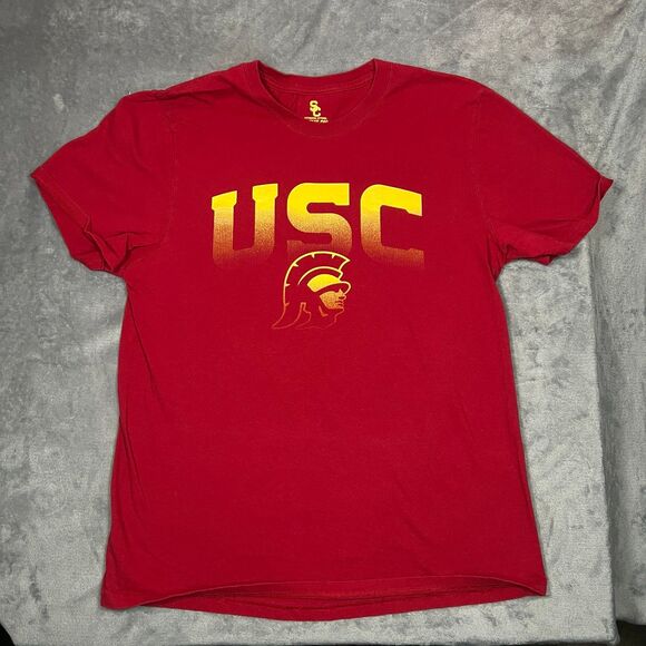 USC Trojans Adult Shirt Large Red Yellow Authentic Apparel Fight On Graphic Mens - Picture 1 of 6